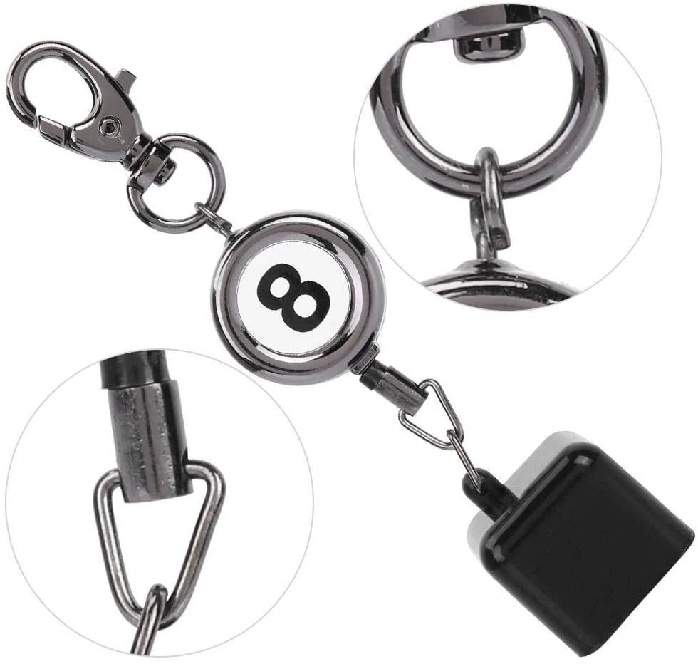 Snooker Cue Chalk Holder Billiard Chalk Pocket Pool Cue Chalk Bag with Retractable Key Ring