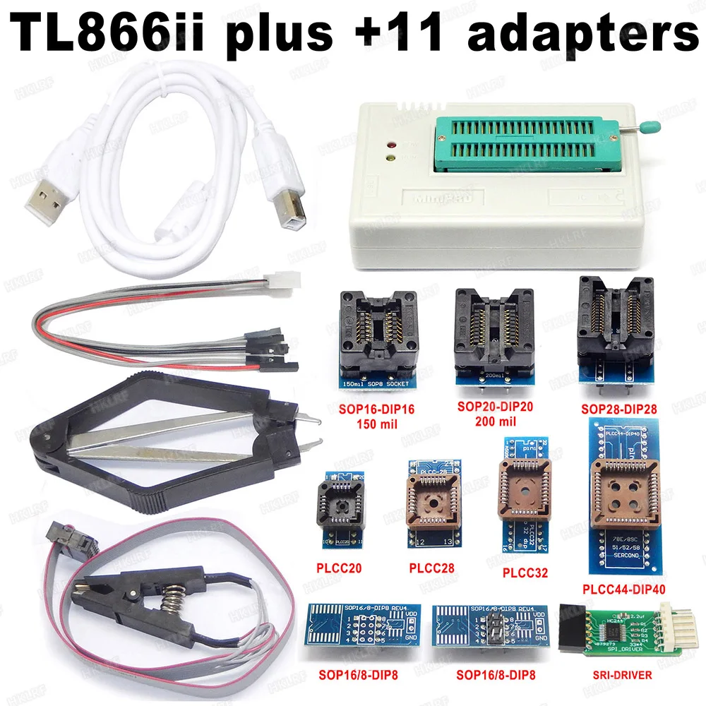 100% оригинальный новейший XGECU TL866ii plus USB программатор + 11 адаптеров IC Адаптеры