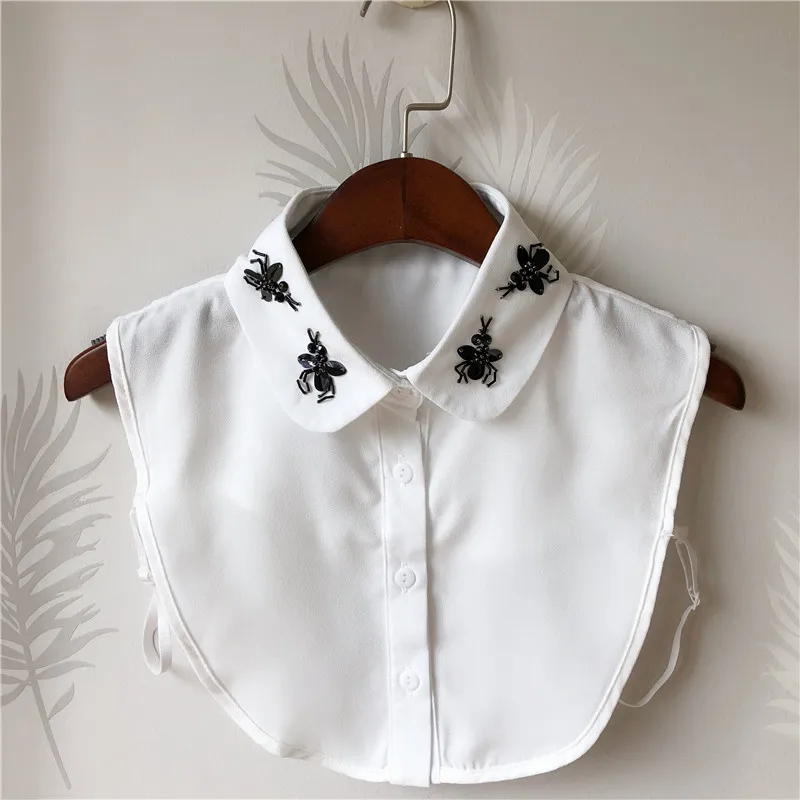 

2023 New Women Fake Collars Blouse Sweater Decorative Ladies Handmade Beads Elegant Shirt Detachable False Collar Girls Decor