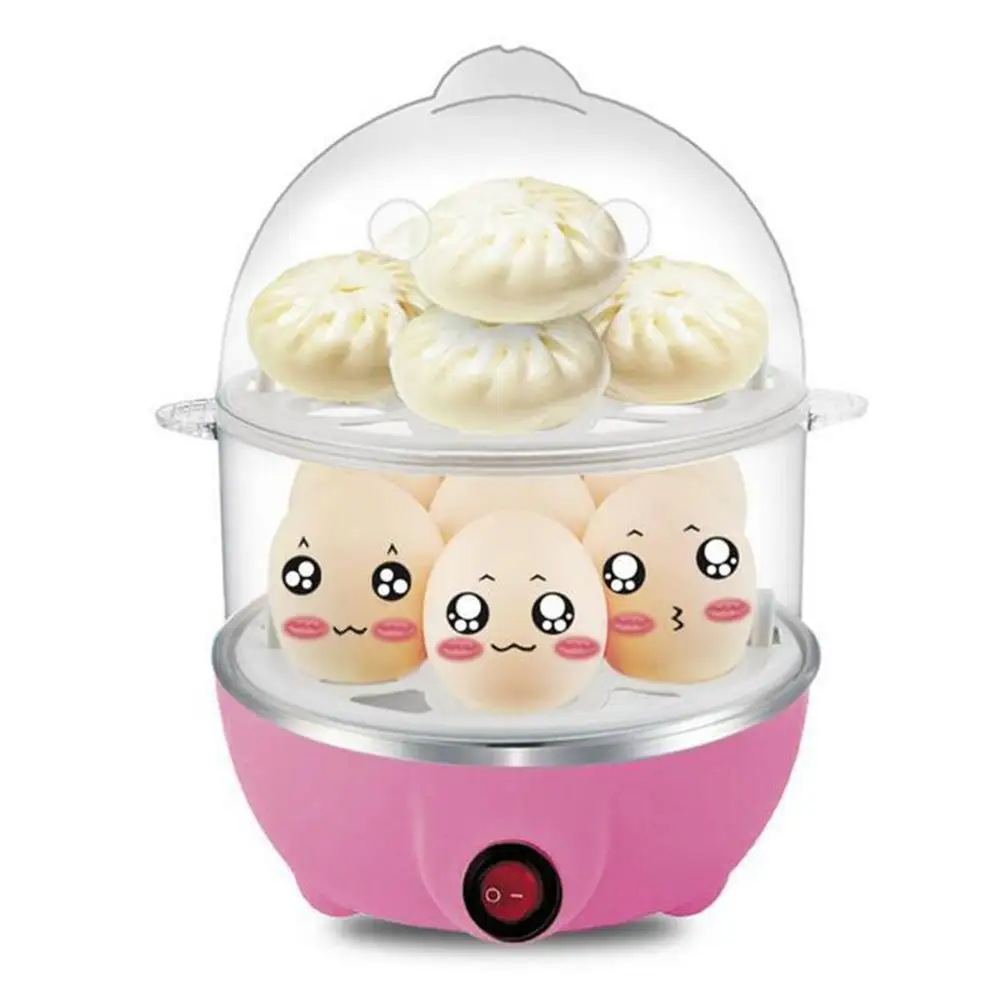 PREUP многофункциональная двухслойная электрическая умная яйцеварка, кухонная утварь, пароварка для яиц - Цвет: pink