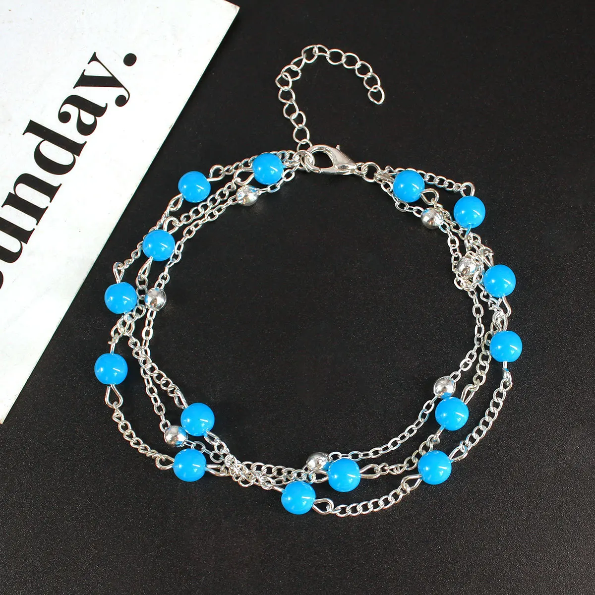 

Europe And America Bohemian Fashion New Style Summer Versatile Handmade Beaded Bracelet Copper Beads Multilayer Anklet K112