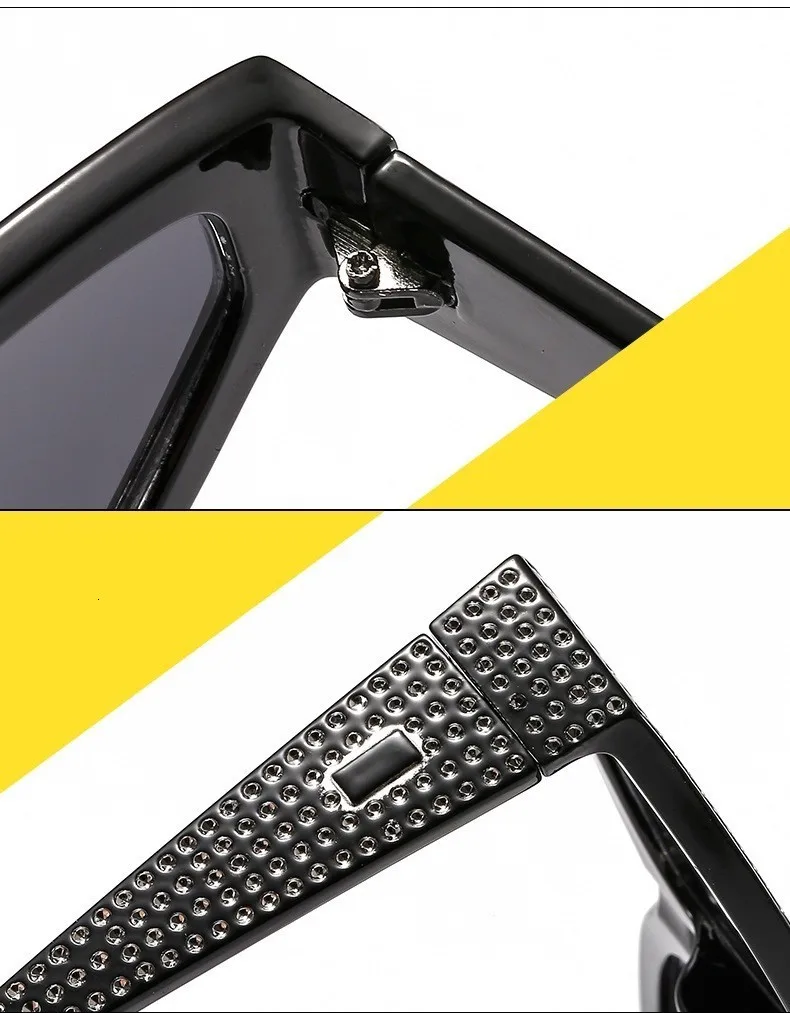 Fake Crystal Cat Eye Sunglasses For Women Luxury Brand Shiny Full Rivet Sun Glasses Female Vintage Round Party Shades Black