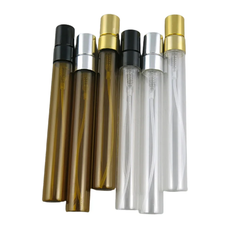 

300 x 10ml Travel Mini Amber Glass Perfume Bottle with Aluminum Sprayer 10cc Transparent Perfume Atomizer Fragrance Bottle
