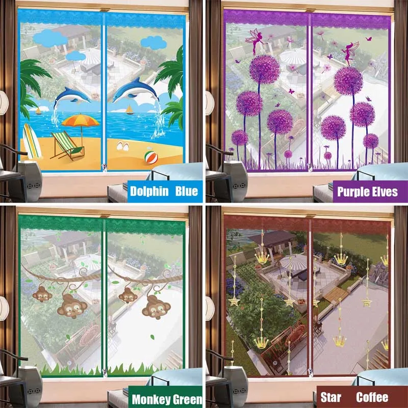 

Домашняя вышивка на молнии, открытая вставка на окно, сетка, воздушный тюль, летняя Невидимая сетка от комаров, съемная моющаяся занавеска