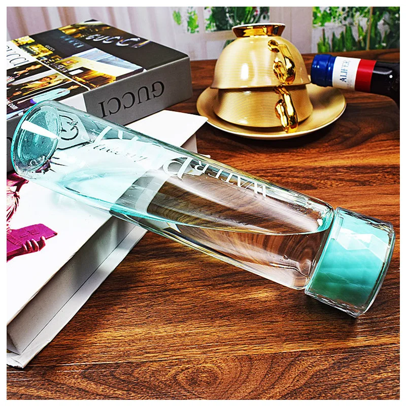 Transparent cover flower tea frosted gradient glass bottle water hydro flask insulated water bottles Brief Direct Drinking