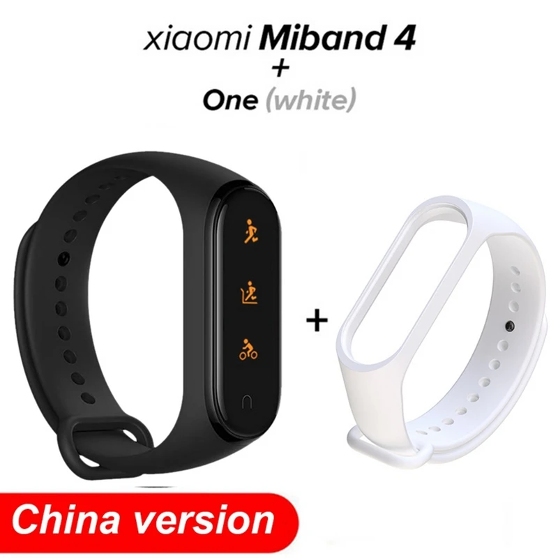 Add White Xiaomi Mi Band 4 браслет для смарт-часов сердечного ритма фитнес 135 мАч цветной экран Bluetooth 5,0 Водонепроницаемый умный браслет - Цвет: Add White