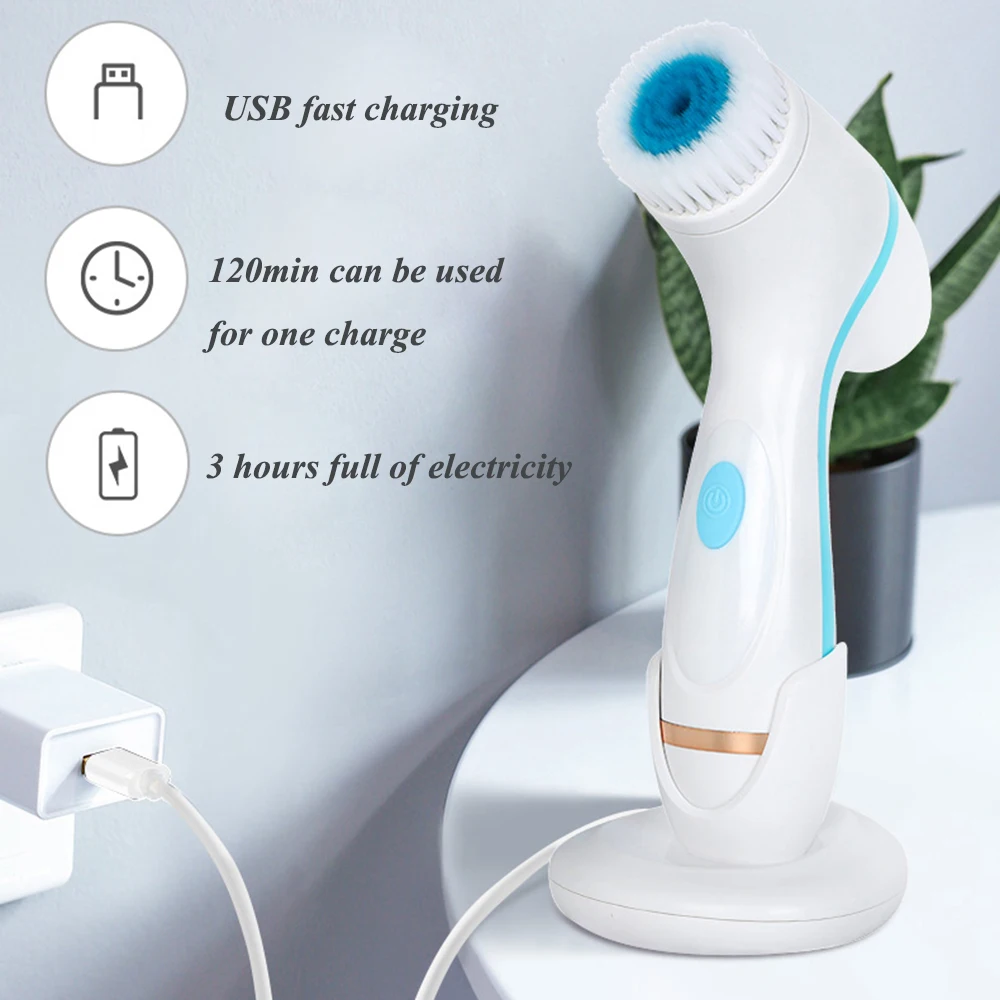 Facial Cleansing Brush Set Facial Cleansing Brush Sonic Face Spin Brush Set Galvanica Facial Spa System For Skin Deep Cleaning Remove Blackhead Machine