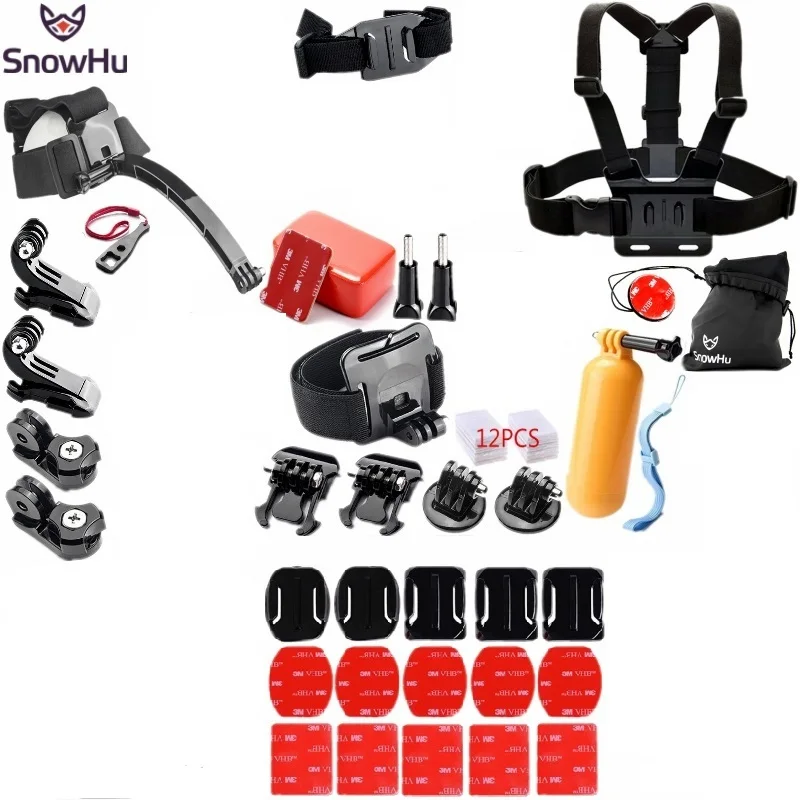 SnowHu селфи-Палка для GoPro hero 8 7 6, Спортивная Экшн-камера Go Pro, комплект аксессуаров для Xiaomi Yi 4k mijia, сумка для хранения, чехол GS98 - Цвет: GS98F