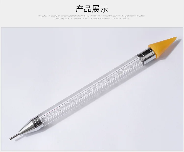 Крестообразный карандаш для маникюра украшения для маникюра Кристалл двуглавый бриллиант ручка карандаш перфорированные инструменты из горного хрусталя
