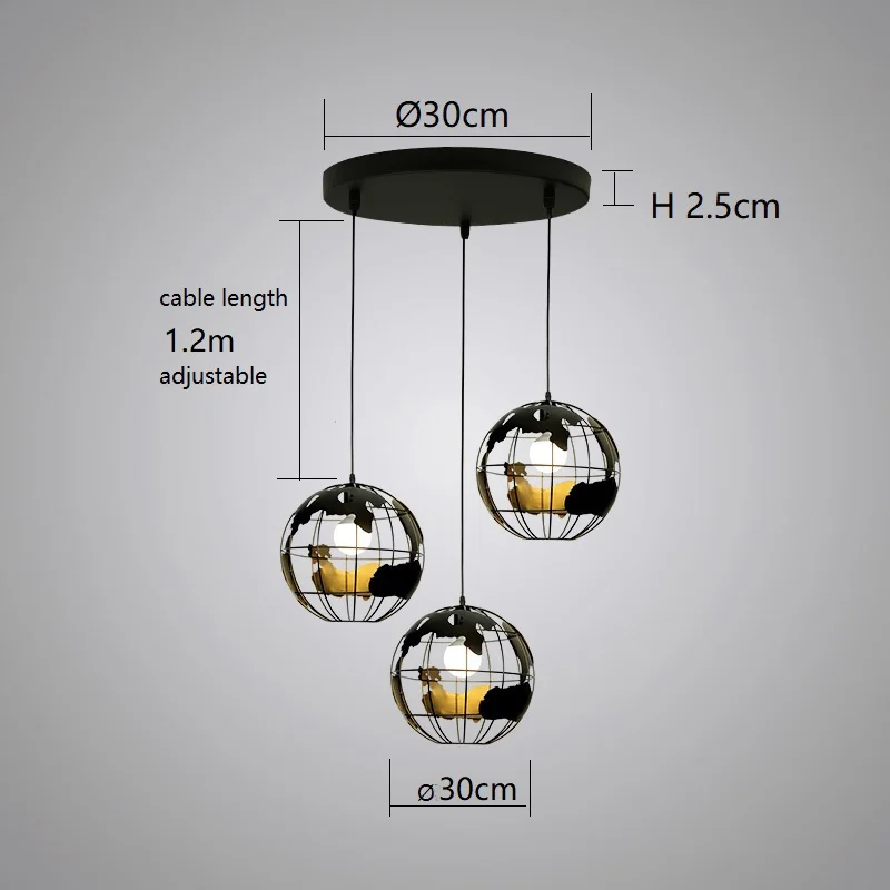 Земной шар подвесной светильник s подвесные лампы для бара ресторана гостиной полый шар потолочные светильники подвесной светильник Globes - Цвет корпуса: three black 30cm