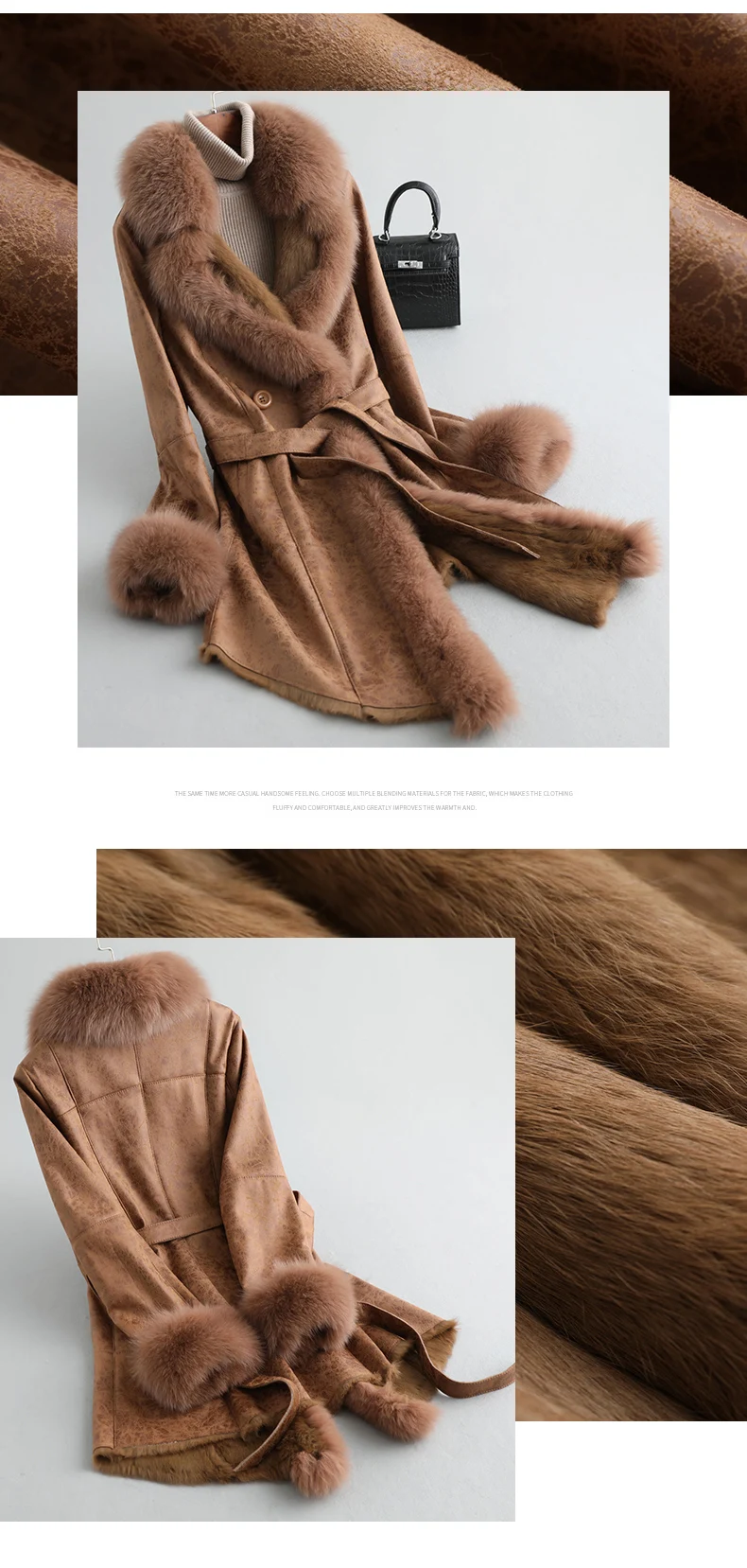 AYUNSUE/зимнее пальто для женщин, Двустороннее пальто с натуральным кроличьим мехом, женские Куртки из натуральной кожи с меховым воротником, женская одежда MY