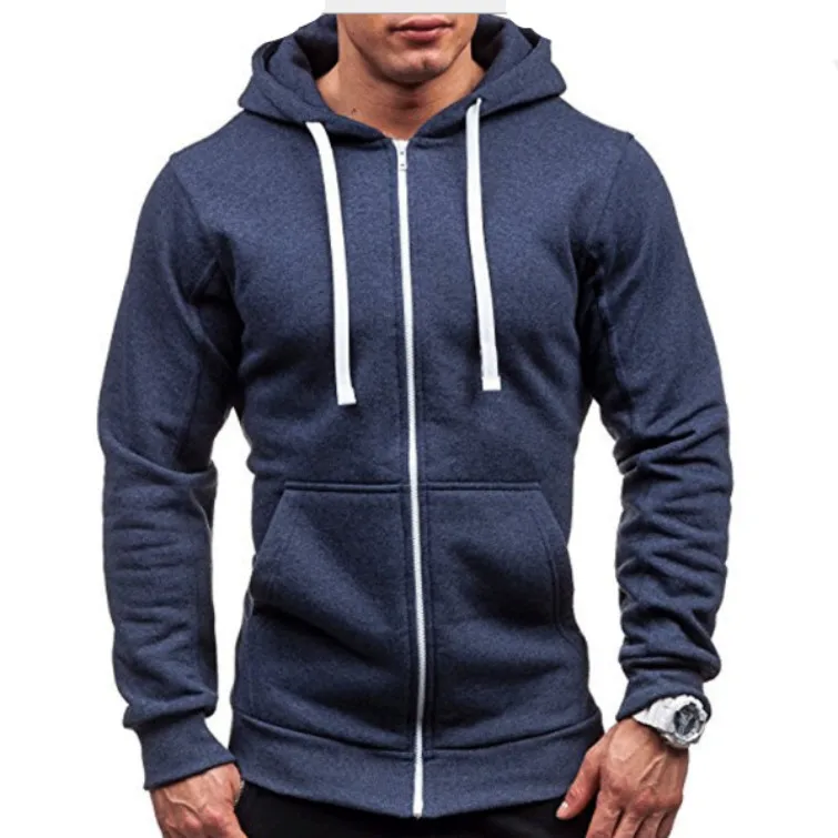 

Muscle Sports Brother Casual Hooded Plain Hoodie Men's Running Training Zip Cardigan Jacket Cotton