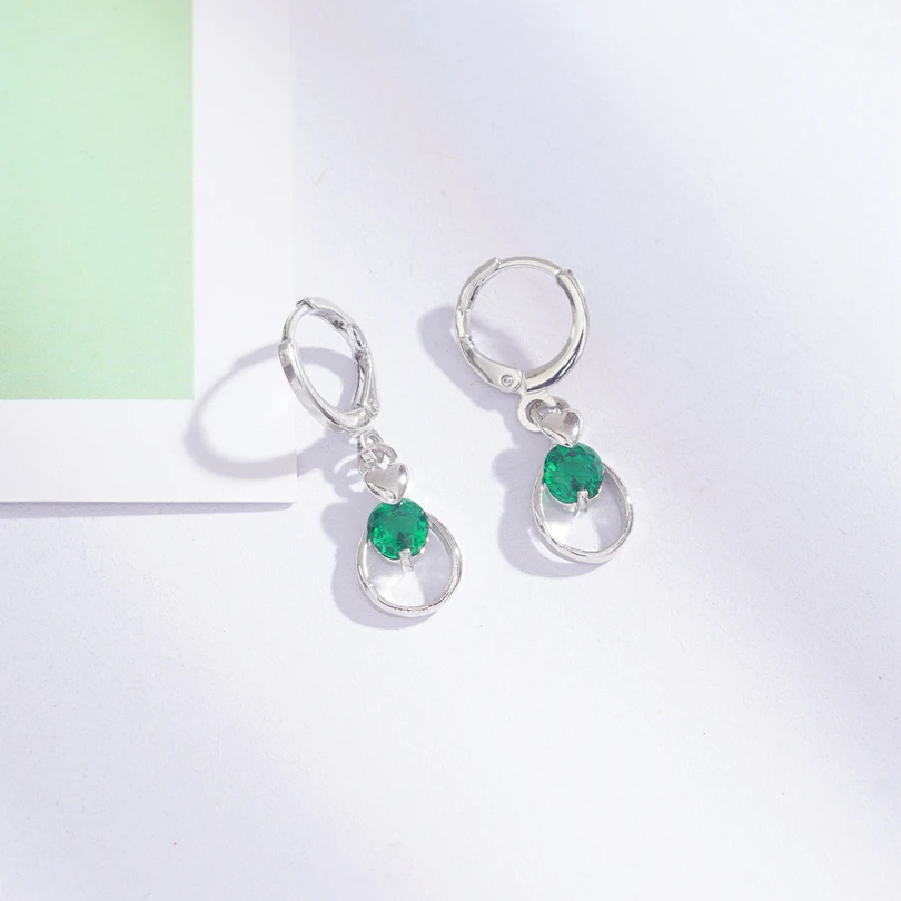 22 стиля, серьги-кольца с зеленым кубическим цирконием и кристаллами для женщин и девушек, серебряные геометрические милые модные ювелирные серьги - Окраска металла: HZK0371