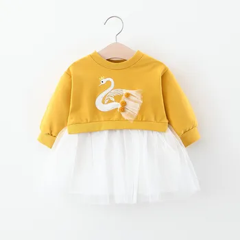 

Girl Dress Spring Autumn Baby Swan Long-sleeved Princess Sdress 2020