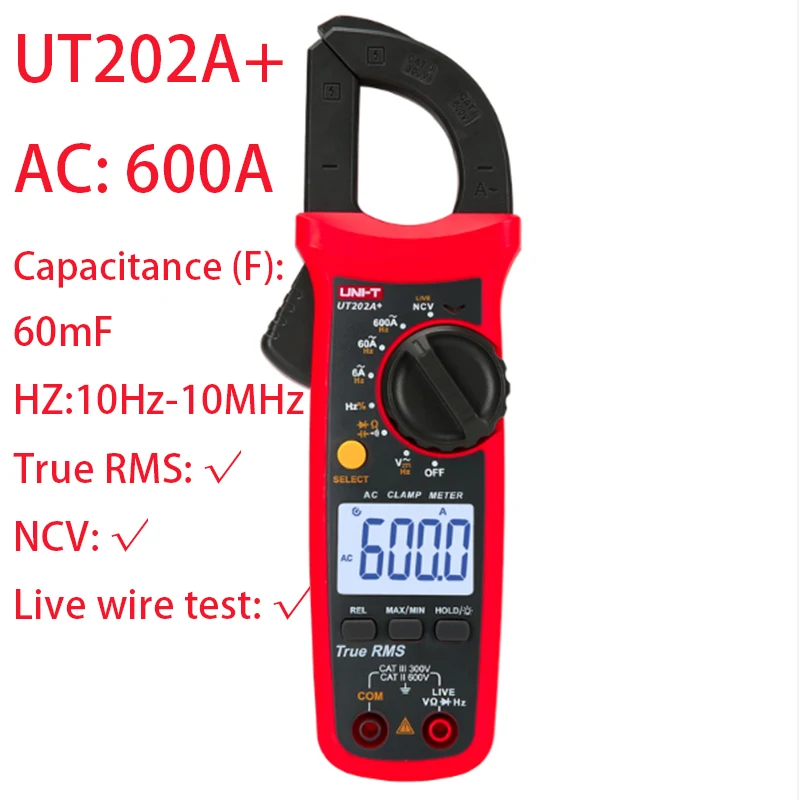 UNI-T UT201+/UT202+/UT202A+/UT203+/UT204+ цифровой клещи для переменного/постоянного тока измерения напряжения