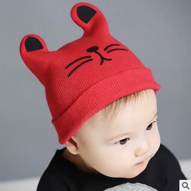 

2018 winter baby's cute cat ears flanging Pullover cap wool cap baby's knitting cap