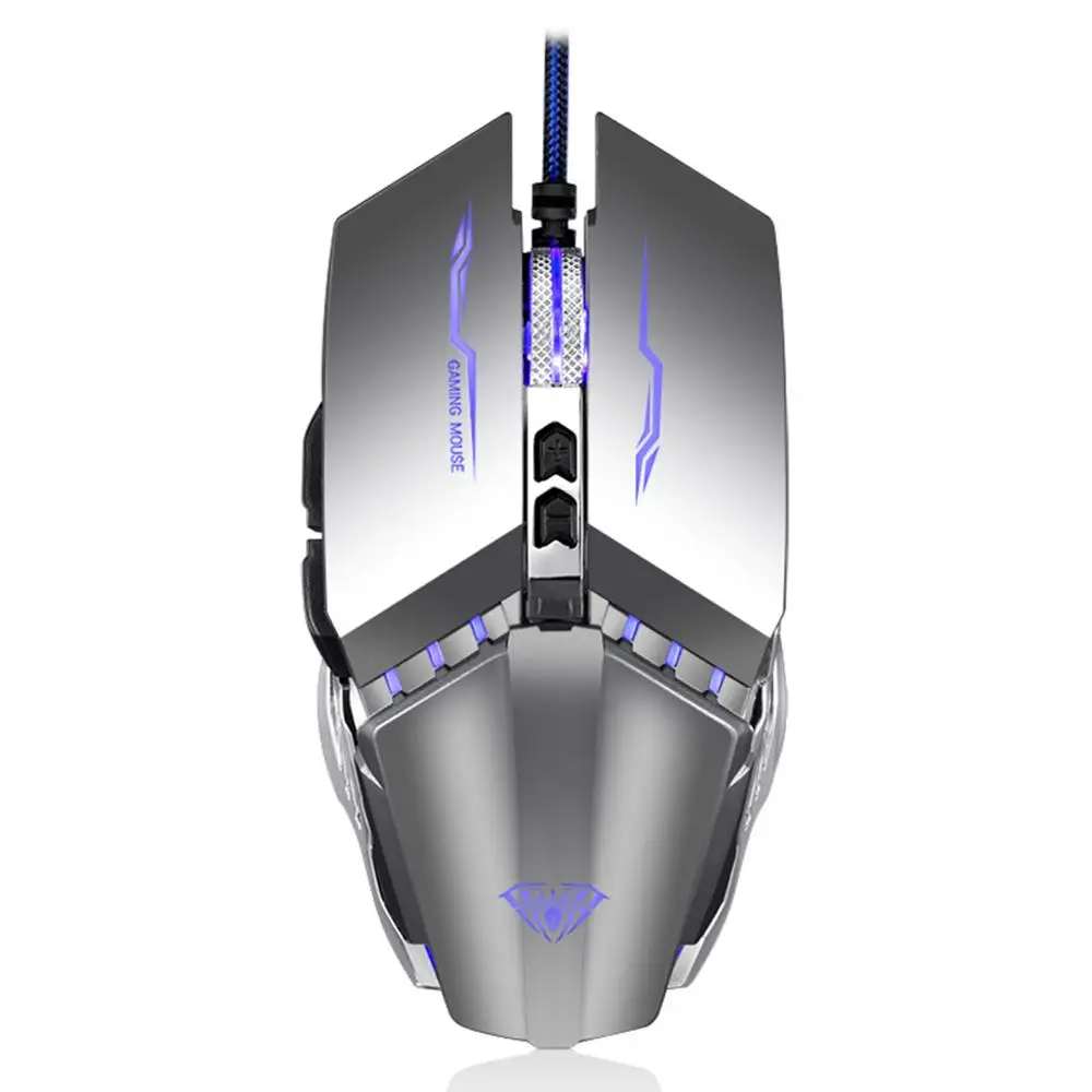As shown S30 Механическая Металлическая USB Проводная мышь 3200 dpi светодиодный светильник игровая мышь геймер программируемые 3D кнопки макро Мыши для ПК ноутбука - Цвет: As shown