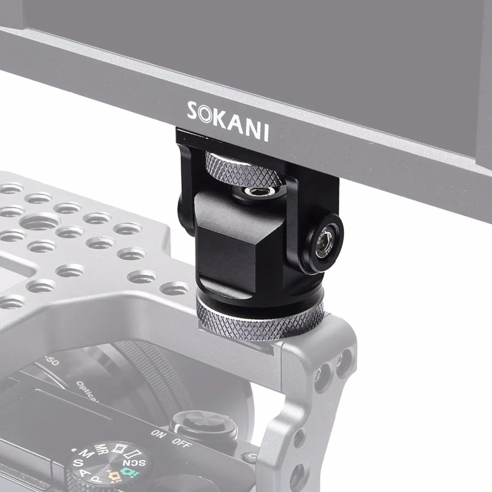 Hot Shoe Adjustable Monitor Holder Mount Camera Pan 360 Degree Tilt 180 Degree with Cold Shoe Mount and 1/4'' Tripod Head for cold shoe ball head,monitor mount adapter