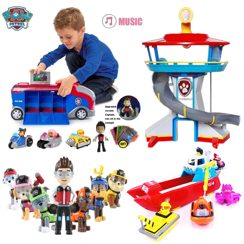 Paw Patrol Dog Set Cosplay Plastic Toy Combination Patrulla Canina Skye Marshall Ryder Character Car Child Car Toy with Sound