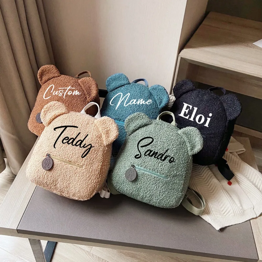 Zaino iniziale con nome personalizzato con nome personalizzato Mini bambini portatili viaggi Shopping zaini borse a tracolla a forma di orso