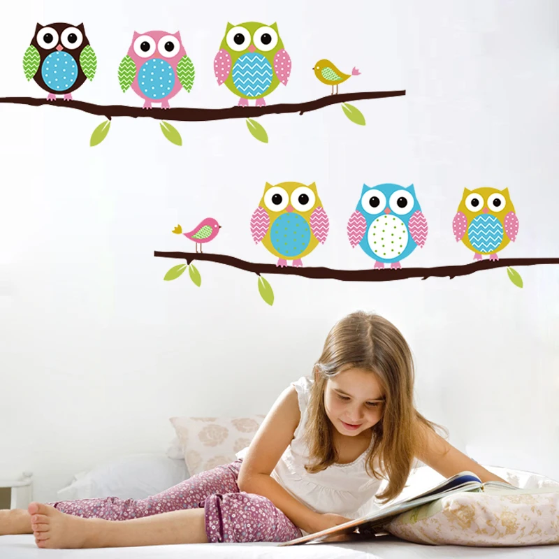 Cartoon Owlet Decorative Wall Stickers For Kids Nursery Rooms Decorations Home Animals Owl PVC Decor Mural Wall DIY Art Decals