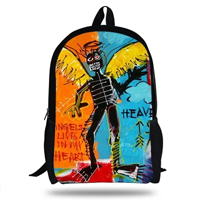 Джинсовые-Michel Basqviat Neoexpressionist рюкзаки для девочек большой емкости Mochila для школьников рюкзак для мальчиков