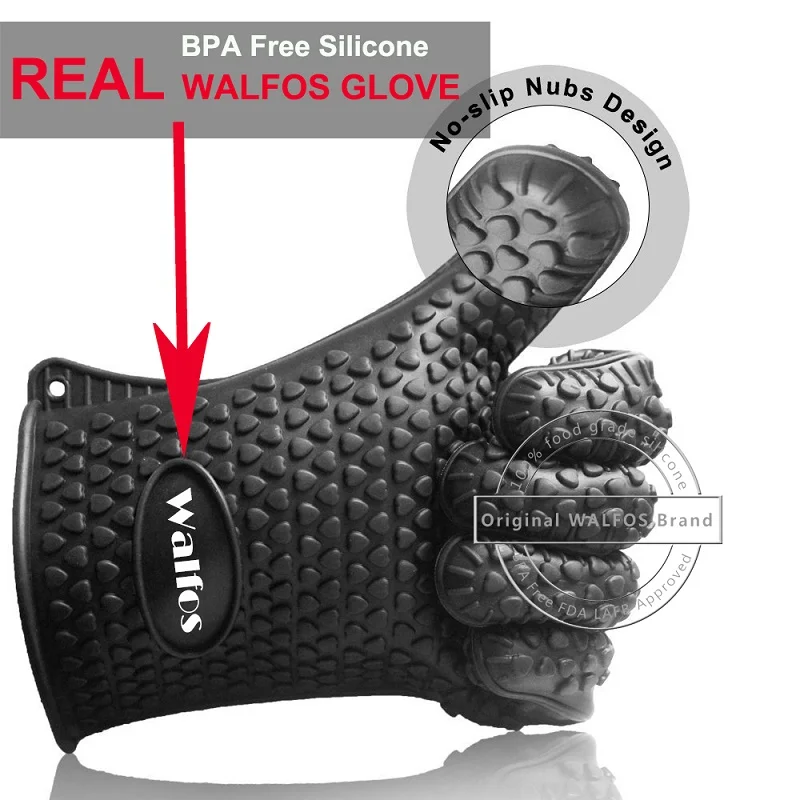 Walfos Silicone Oven Kitchen Glove Heat Resistant Thick Cooking BBQ Grill Glove Oven Mitts Kitchen Gadgets Accessories