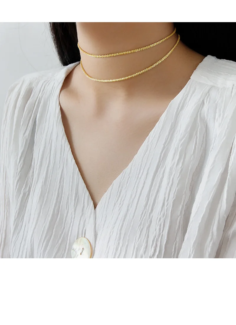 Gold Plated 1PC F.I.N.S, корейское Серебро S925 пробы, ожерелье, индивидуальная Звездная цепочка, двухцветная Модная бижутерия, ожерелье, чокер, женский костюм - Окраска металла: Gold Plated 1PC