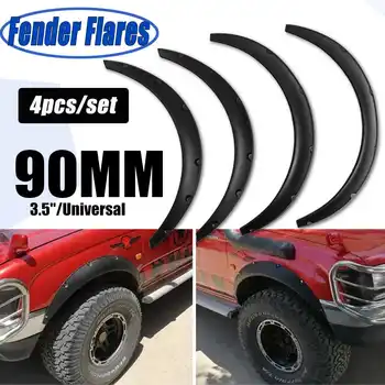 

4PCS 90mm Universal Car Fenders Kit Flares Wheel Arch Trim Strip Eyebrow Protector Cover Automobiles Replacement Parts Black