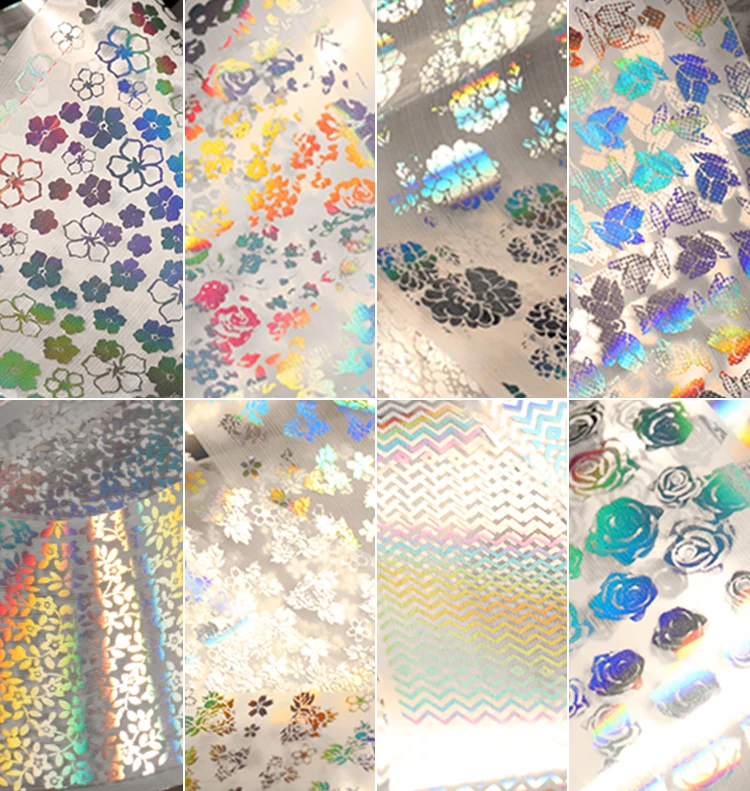 8 pieces Holographic Nail Foil Colorful Stickers Transfer Starry Stickers Sliders for Decoration Nail Art Tips Manicure Tools