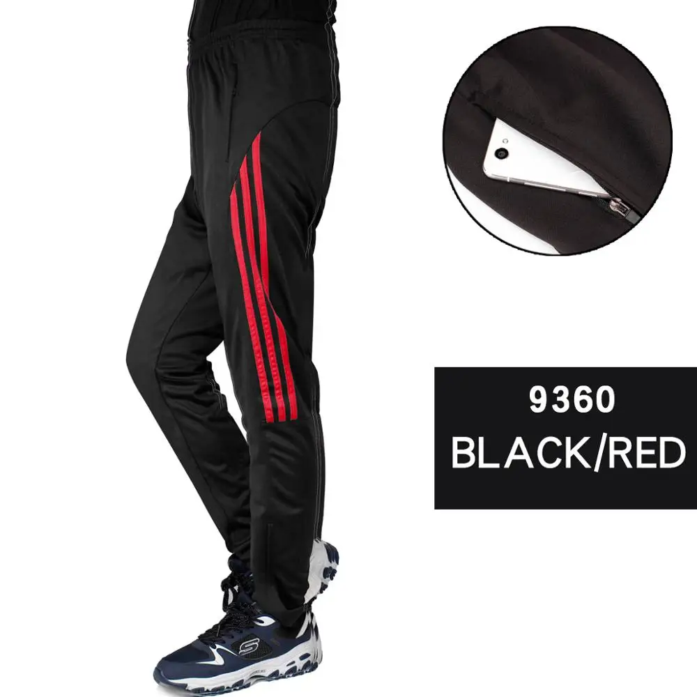 9360 black red Мужские спортивные штаны, штаны для футбола, тренировок, бега, повседневные штаны для спортзала, фитнеса, зауженные штаны с молнией для велоспорта - Цвет: 9360 black red