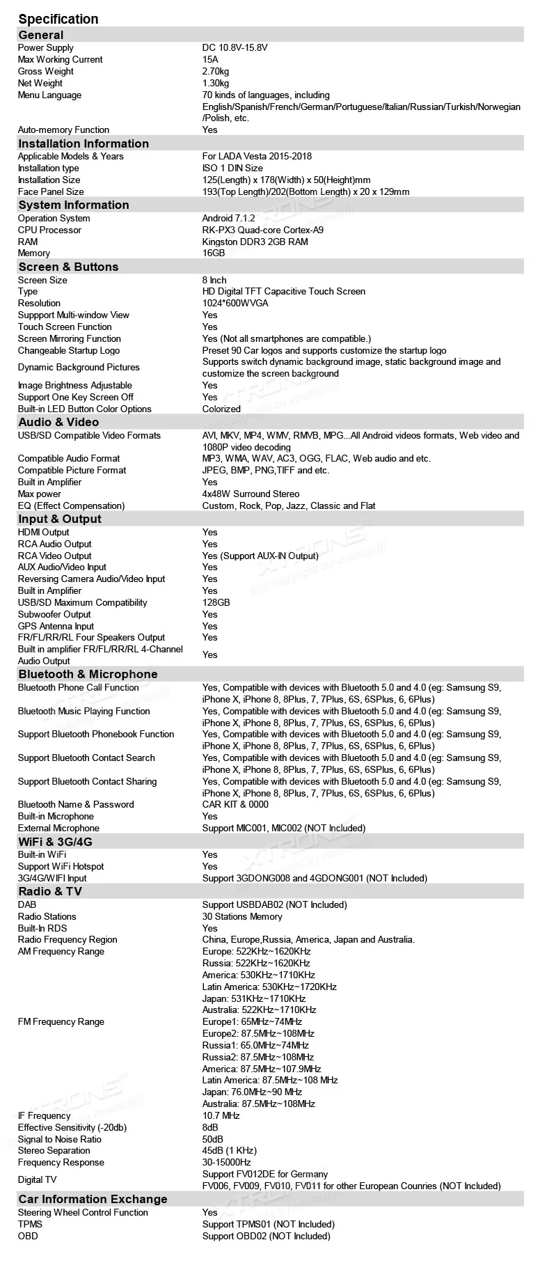 Cheap XTRONS Russian Menu 8" Android Car Stereo Player Radio GPS Navigation HDMI WIFI DAB+for LADA Vesta 2015 2016 2017 2018 NO DVD 24