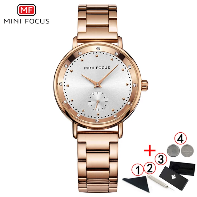 rose-gold-with-box Minifocus женские роскошные Брендовые Часы золотые кварцевые женские часы водонепроницаемые золотые часы женские Montre Femme Relogio Feminino - Цвет: rose-gold-with-box