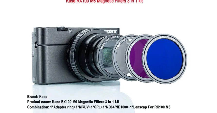 Kase для магнитных фильтров RX100 M6 3 в 1 комплект mc uv+ cpl+ nd фильтр
