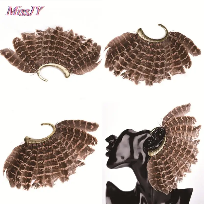 Unisex New Unique Non Piercing Gold Clip On Earrings For Women/Men Retail Big Feather Ear Cuff 18cm/7.1in | Украшения и