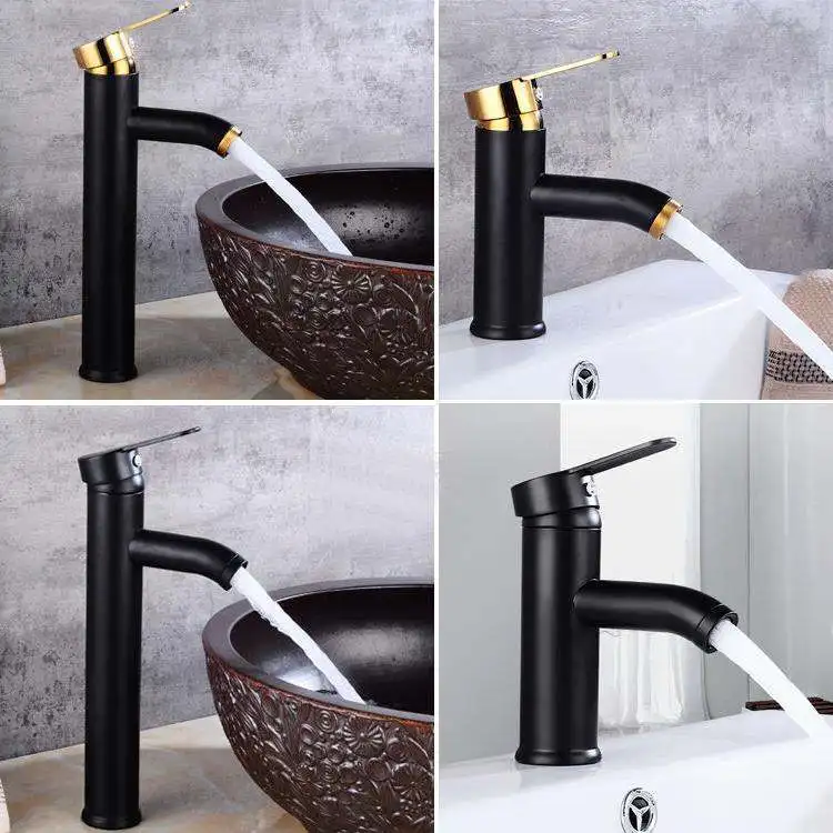 

304 Black And White with Pattern Single Bore Basin Domestic Hot And Cold Faucet Inter-platform Basin Face Wash Basin Bathroom La
