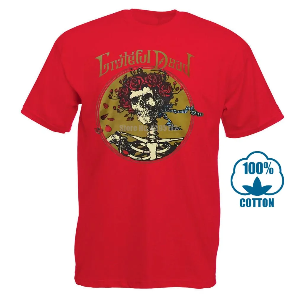 Красный Футболка Grateful Dead Grateful Skull M, L, Xl, 2Xl, фирменная новинка, Официальная футболка - Цвет: Красный