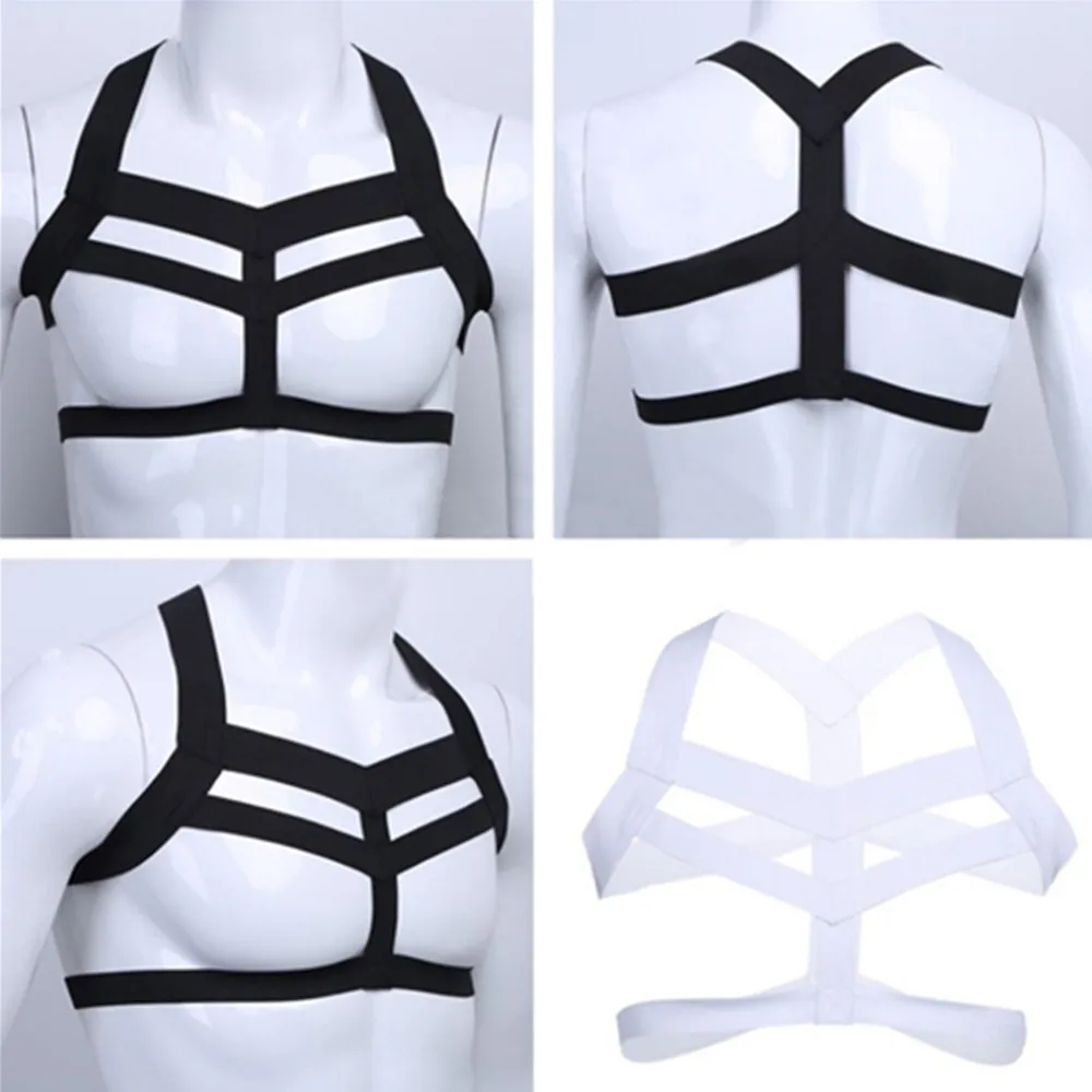 

Sexy Elastic Bandage Tops Bodysuit Club Costume Short Shirt Bondage Men Body Harness Gay Hot Fetish Lingerie Exotic Clubwear