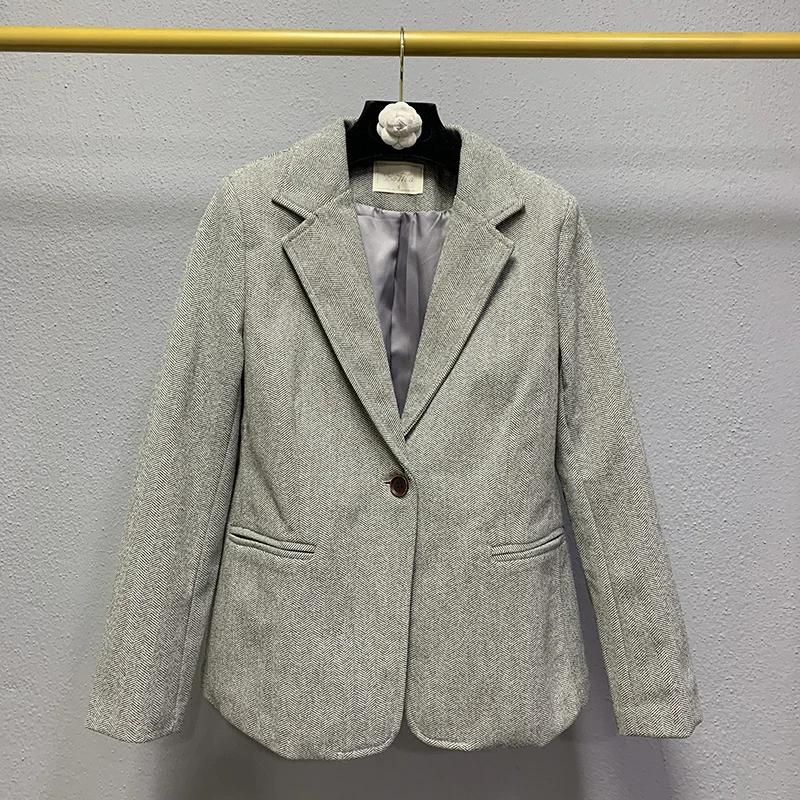 

Fashion Retro Women's Suit Coat New Autumn and Winter High Quality Striped Loose Long Sleeve Ladies Jacket Office Blazer Female