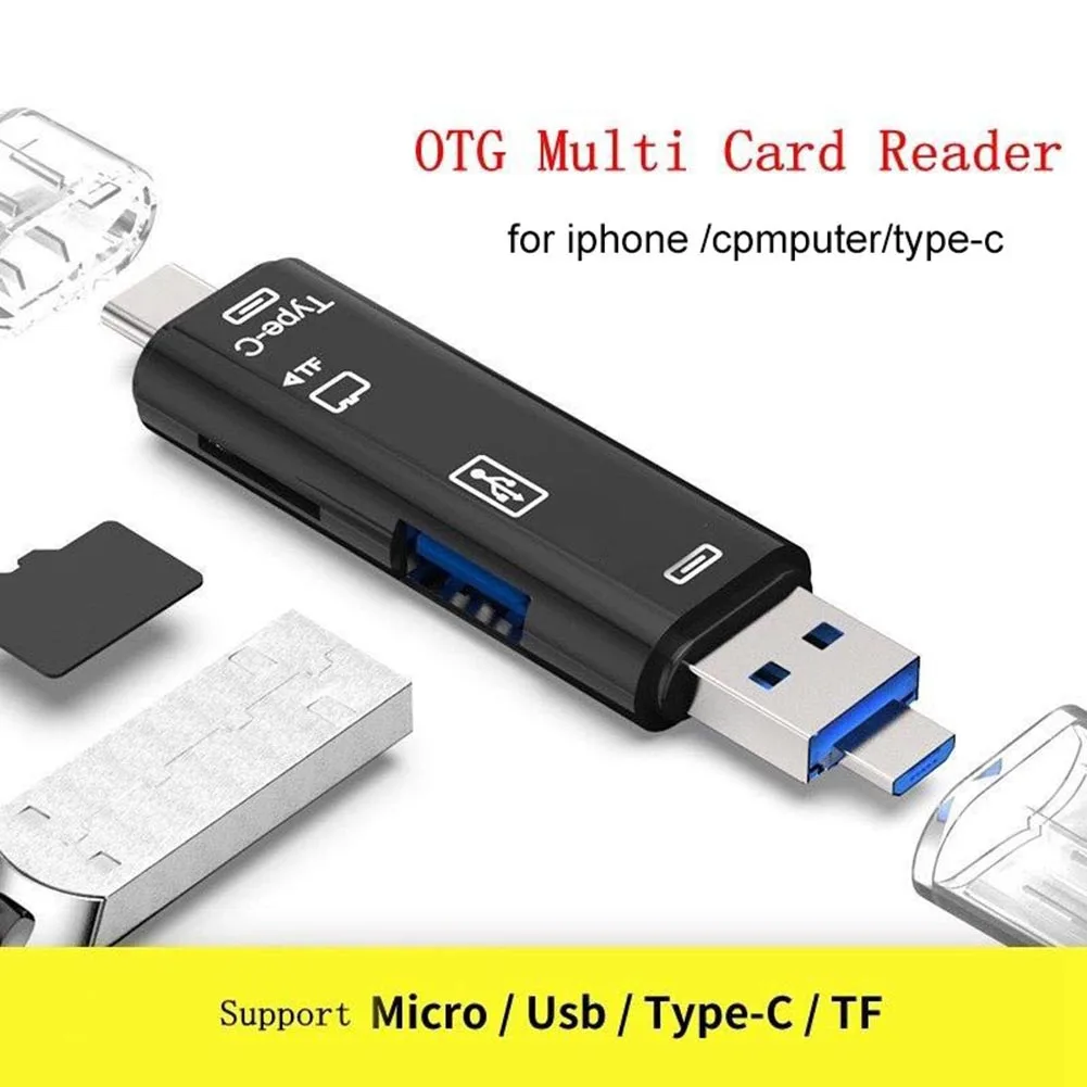 Мини портативный микро USB 2,0 тип-c TF флэш-цифровой считыватель карт OTG адаптер