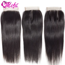 Mifil 4x4 закрытие бразильские волосы 130% плотность Remy человеческие волосы средняя три части прямые волосы закрытие