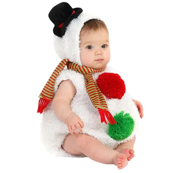 

baby girl rompers Infant baby winter clothes Boys Girls Christmas Xmas Snowman Modelling Fleece Embroidery Romper