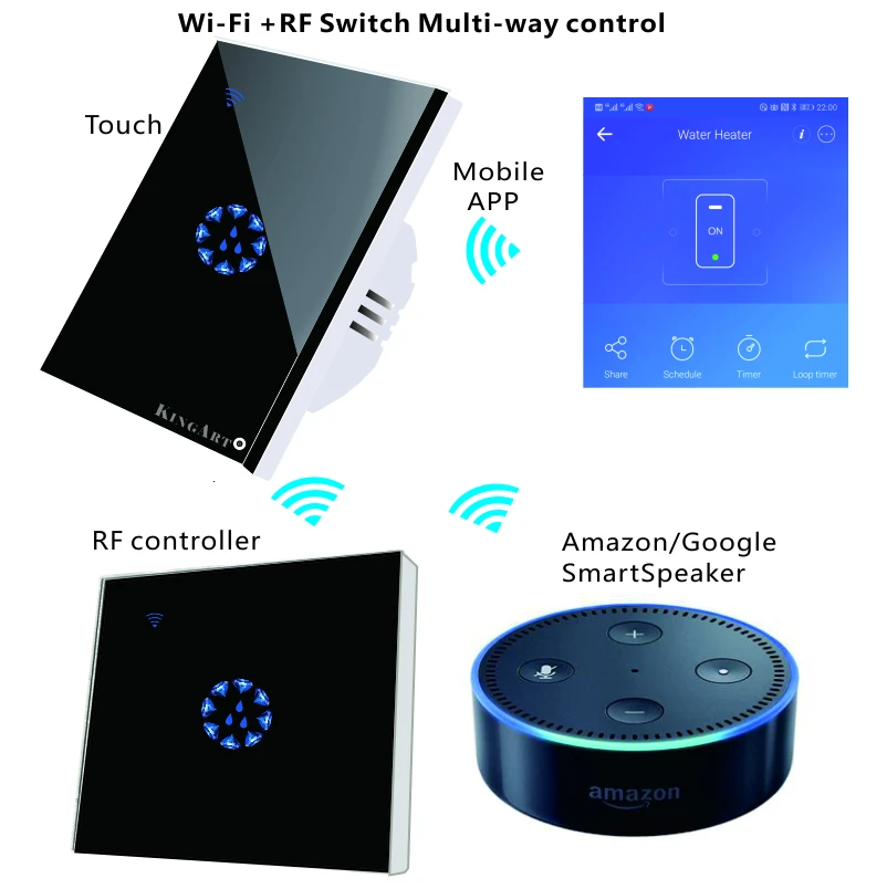  Tuya US/EU/AU Standard Touch Switch Smart Light Switch Panel Wall interruptor 1/2/3 Gang wifi Voice - 4000155802751