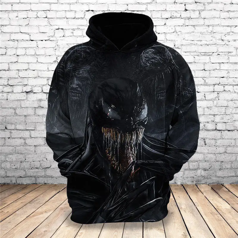  2019 Hot New Sweatshirt Customize Design Venom 3D Printed Hoodies Unique Pullovers Tops Men Clothin