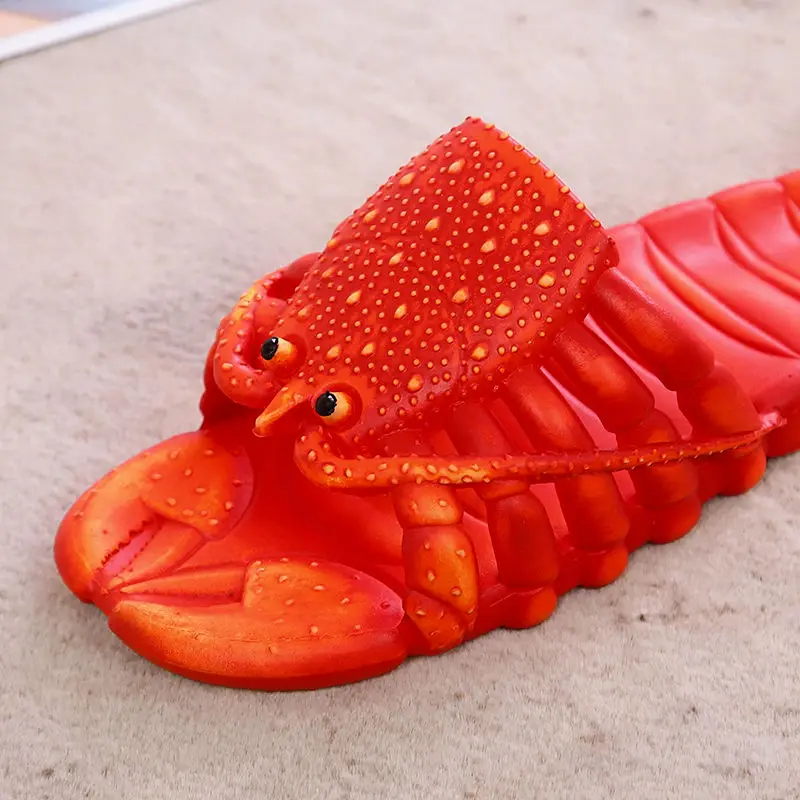 Sandales d'été plates pour femmes, chaussures rouges à motif d'écrevisses, pantoufles à motif de homard, sandales unisexes, grande taille 24-47 ► Photo 3/6