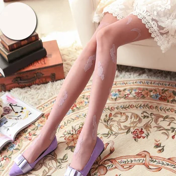 

Women Tights Rose Flower Print Tights Lace Entirely Seamless Sexy Sheer Stockings Tight Female Collant Slim Tights