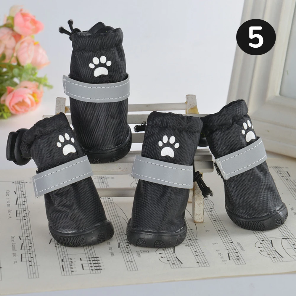 5 размеров на открытом воздухе Анти-скольжения собака резиновые ботинки для дождливой погоды теплые сапожки для маленькой собаки кота собаки любимчика водонепроницаемая обувь сапоги 4 шт./компл