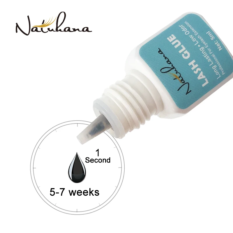 

NATUHANA 5ml 1 Second Fast Drying Strong False Eye Lash Extension Glue Adhesive Retention 5-7 Weeks Low Smell Mink Eyelash Glue