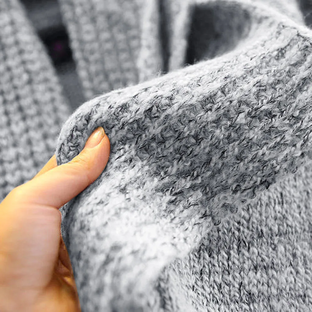 New Fashion Knitted Sweater Cardigan for Women Winter Warm Ladies Scarf Collar Pockets Long Coats Outwear chaqueta mujer z1105