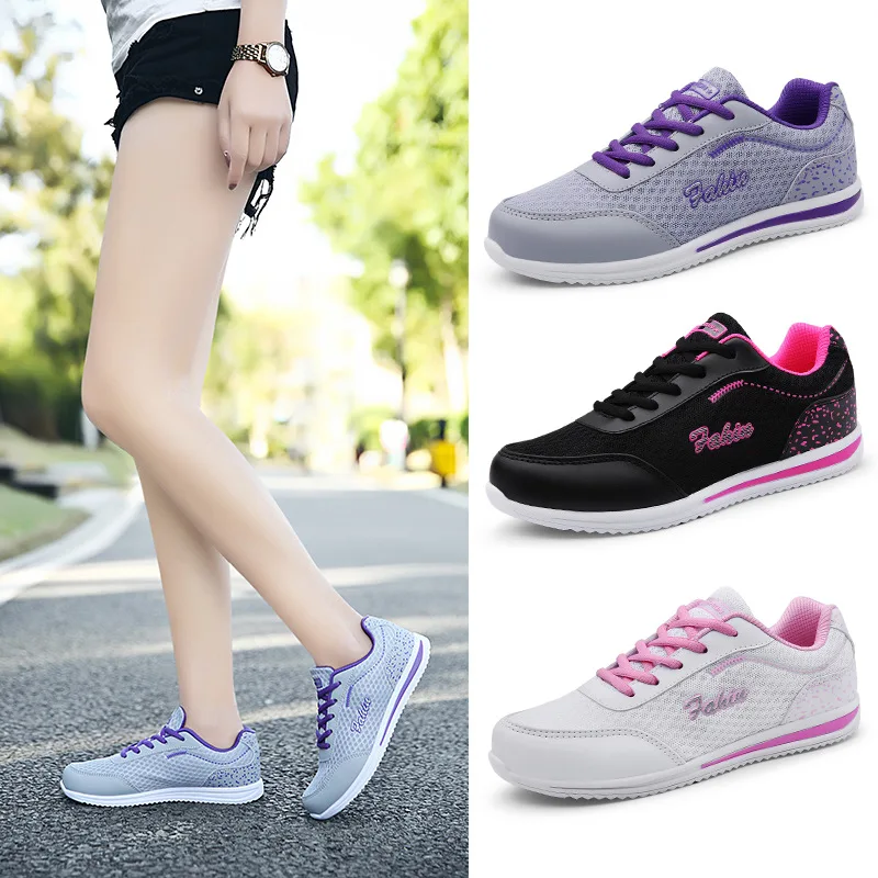 

Breathable Mesh Athletic Shoes 2018 New Style Korean-style WOMEN'S Casual Shoes Versatile Flat Shoe Autumn Travel Running Shoes